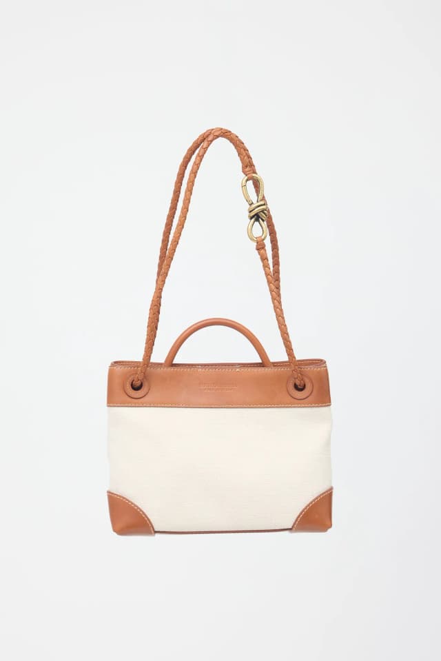 Bottega Veneta Leather & Canvas Small Andiamo Bag in Canvas from VSP Consignment, photo 1 of 1