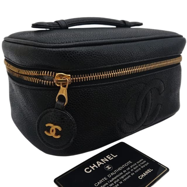 Chanel Vanity Bag Caviar Leather CC Logo Black Gold in Black Caviar leather from The Reluxe, photo 1 of 1