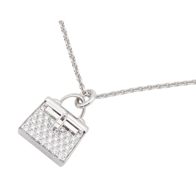 Hermès Amulette Kelly Pendant White Gold 18K Diamond Pave Necklace in White from The Reluxe, photo 1 of 1