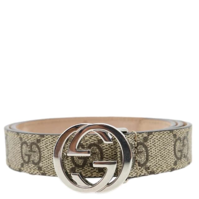 Gucci Interlocking G Buckle GG Supreme Canvas Belt Beige 258395 in Beige Canvas from Dallas Designer Handbags, photo 1 of 1