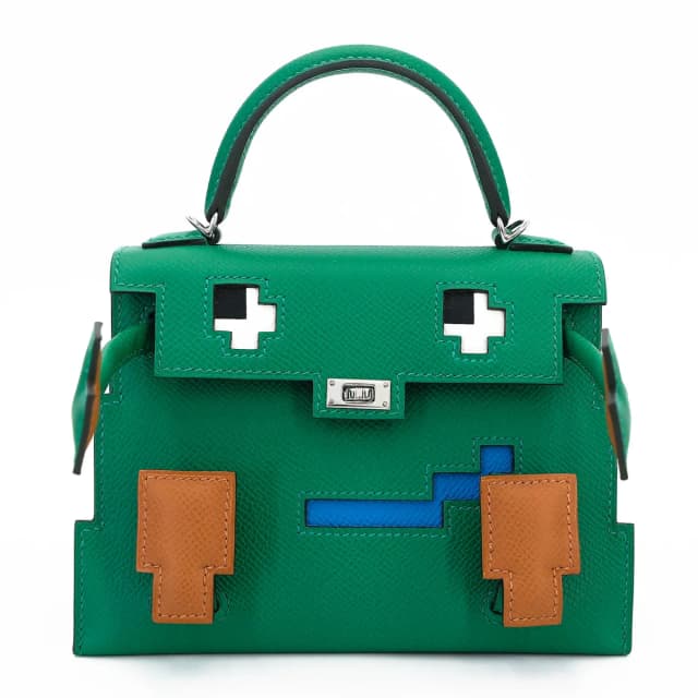 Hermès Kelly Doll Picto Vert Vertigo (U4) Gold (37) Bleu Zanzibar (B3) Gris misty (H0) in Blue Epsom leather from Ginza Xiaoma, photo 1 of 1