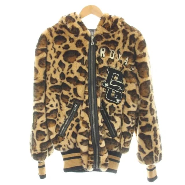 Dolce & Gabbana Jacket Hoodie Faux Fur Animal Leopard Print Zip Up Hood 44 Brown in Brown from The Reluxe, photo 1 of 1