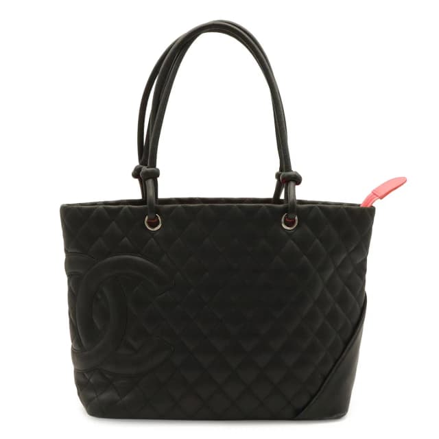 Chanel Cambon Line CC Logo Large Tote Shoulder Bag Soft Calfskin Black Pink in Black Calfskin from The Reluxe, photo 1 of 1