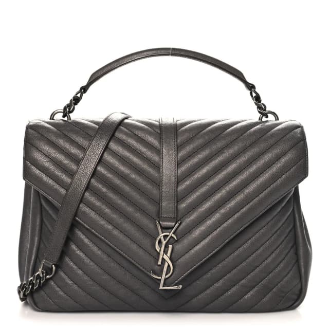 Saint Laurent College Matelasse Leather Bag - Anthracite in Leather from H&T, photo 1 of 1