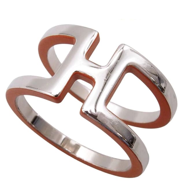 Hermès Anron Scarf Ring Silver Orange Metal in Orange from The Reluxe, photo 1 of 1