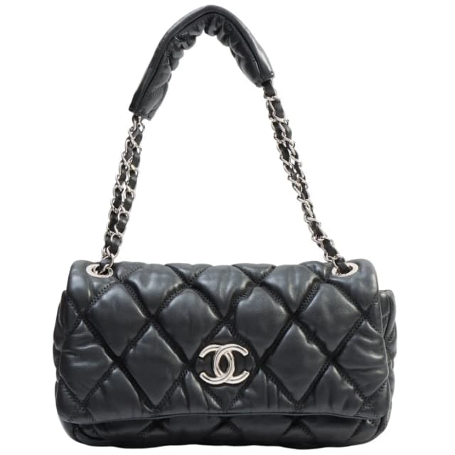 Chanel 2009年頃製 マトラッセステッチCCマークプレートチェーンショルダーバッグ ブラック from VINTAGE QOO TOKYO, photo 1 of 1
