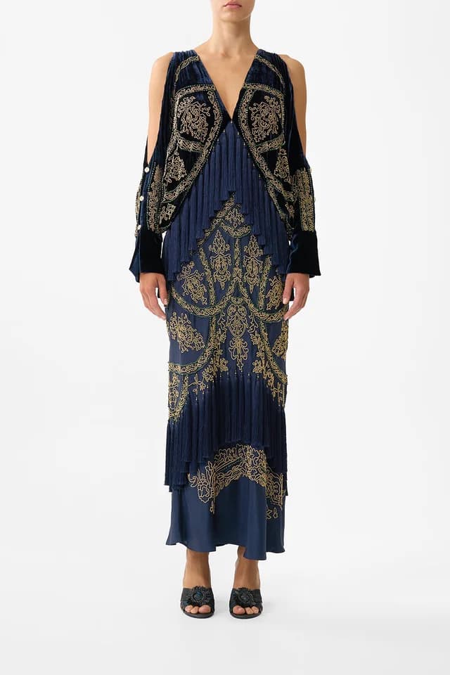 Camilla eBoutique PLUNGE NECK DRAPED SHOULDER DRESS THE IMPERIAL GATE, image 1 of 1 from CAMILLA