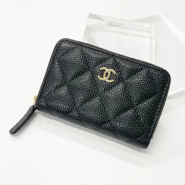 Chanel CC Logo Zip Coin Purse Wallet Case in Caviar leather from The Reluxe, photo 1 of 1