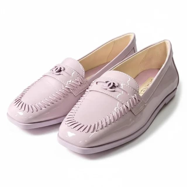 Chanel CC Logo Loafers Purple Pink Patent Leather in Pink Patent leather from The Reluxe, photo 1 of 1