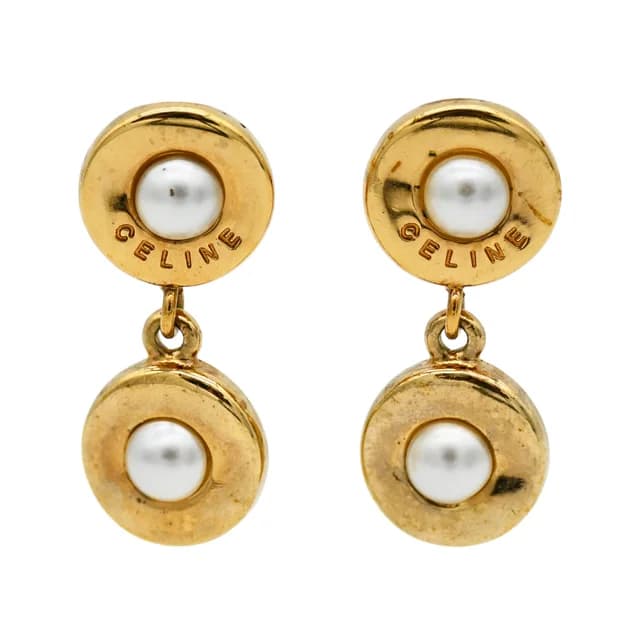 Celine Faux Pearl Double Circle Clip Earrings from Clotheshorse Anonymous, photo 1 of 1