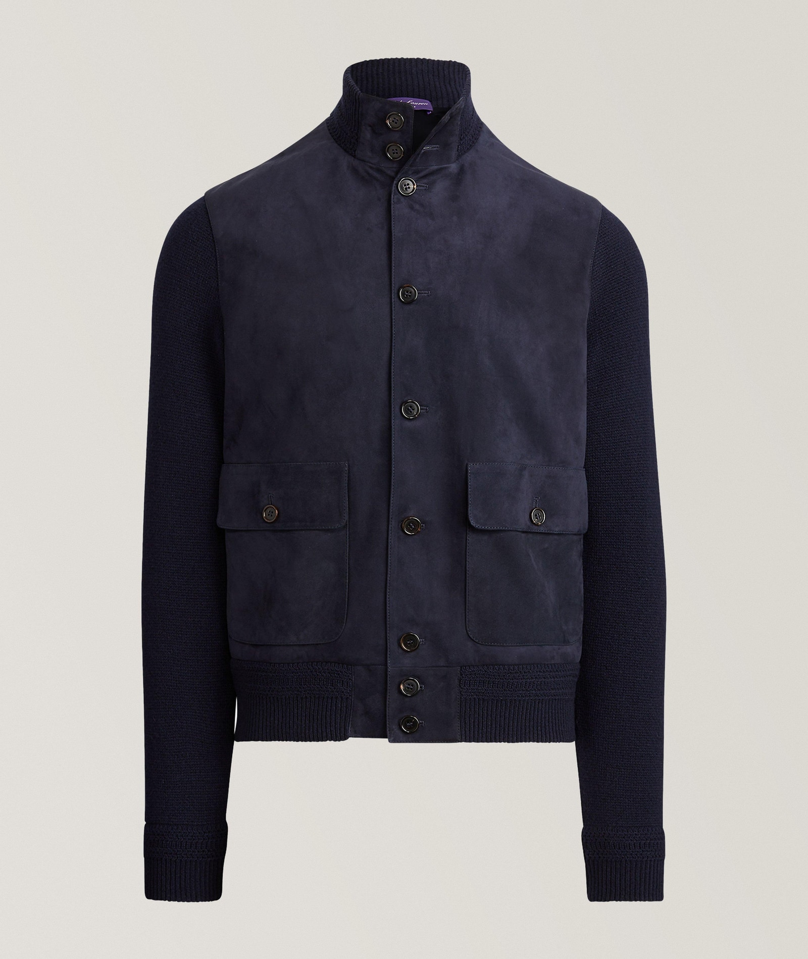 Cashmere & Suede Buttoned Cardigan in Blue, image 1 of 1 from Harry Rosen