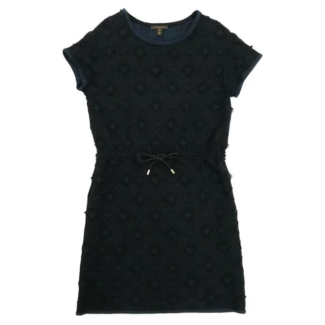 Monogram Lace Dress Short Sleeve Black S LV Flower Embroidery in Black from The Reluxe, photo 1 of 1