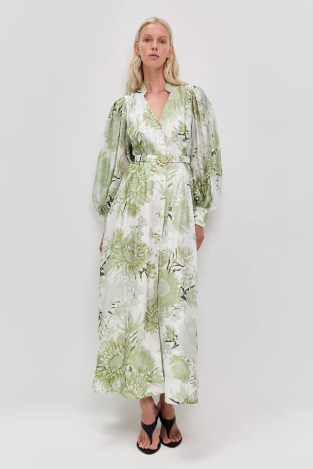 AJE Reflector Shirt Dress in OLIVE NATIVE FLORAL, image 1 of 1 from Aje