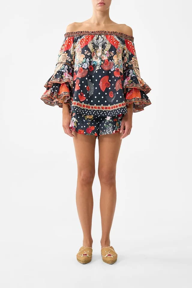 Camilla eBoutique OFF SHOULDER TOP WITH FRILL SLEEVE DAUGHTERS OF DUENDE, image 1 of 1 from CAMILLA