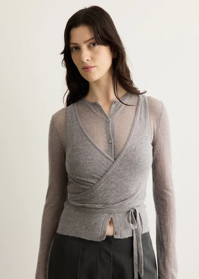 Incu Collection Pas De Deux Wrap Cardigan in GREY, image 1 of 1 from Incu