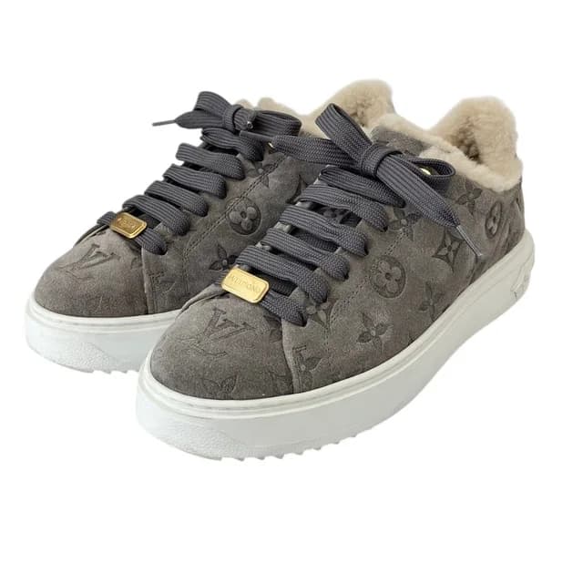 Louis Vuitton Timeout Line Monogram Shearling Sneakers Gray in Grey Leather from The Reluxe, photo 1 of 1