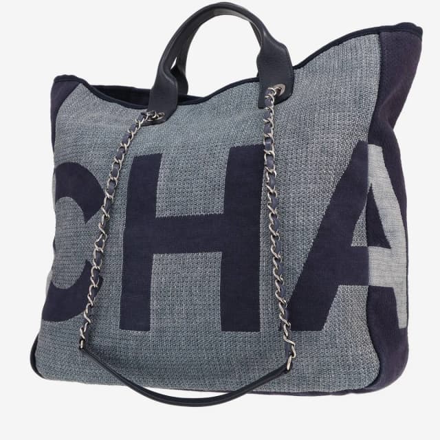 Chanel Deauville tote bag in blue canvas and dark blue leather in Blue Canvas from Collector Square, photo 1 of 1