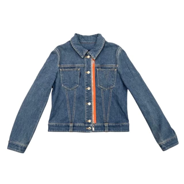 Louis Vuitton Denim Jacket Zip Up FF Monogram Logo Patch Blue Orange 40 in Blue Denim from The Reluxe, photo 1 of 1