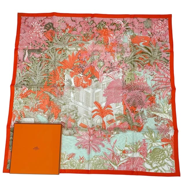 Hermès Carre 90 Faubourg Tropical Multicolor Scarf in Multicolor Silk from The Reluxe, photo 1 of 1