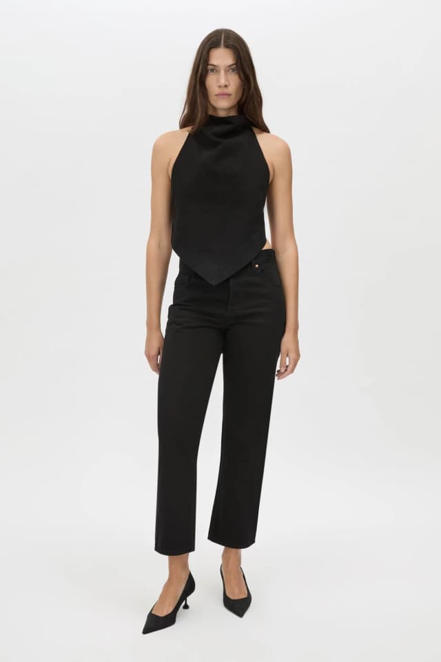 C&M CAMILLA AND MARC SALE Eleni Denim Top in true black, image 1 of 1 from Camilla and Marc