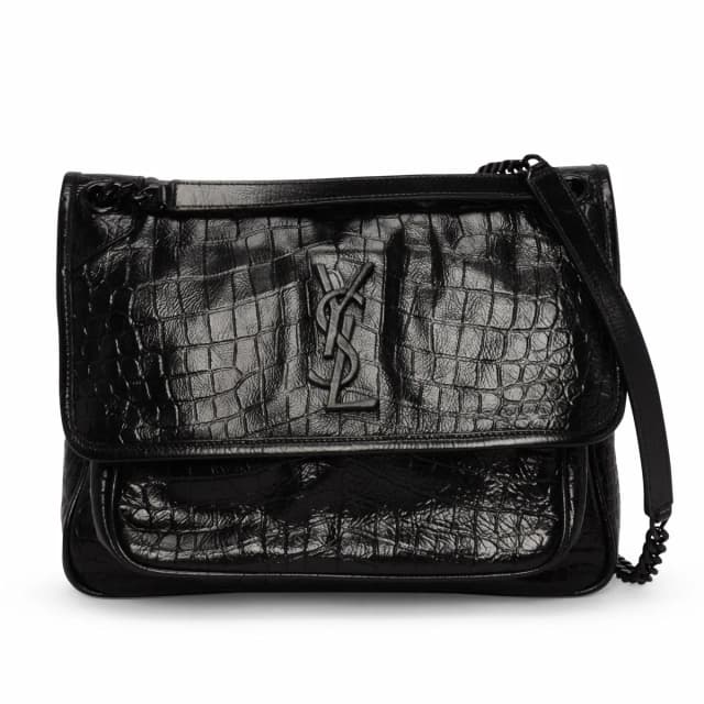 Saint Laurent Croc Embossed Medium Niki Bag in Black Crocodile from Blue Spinach, photo 1 of 1