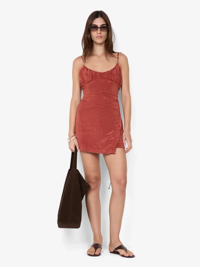 Bec&Bridge ODESSA SCOOP MINI DRESS - RUST, image 1 of 1 from BEC + BRIDGE