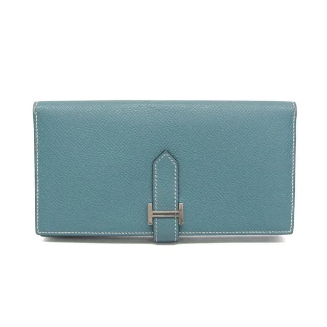 Hermès Bearn Soufflé Women's Epsom Leather Long Wallet (bi-fold) Blue Jean in Blue jean Epsom leather from Elady, photo 1 of 1