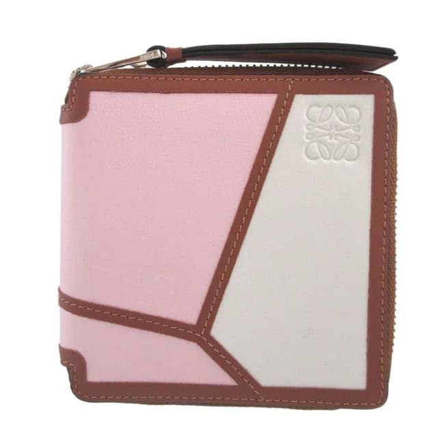 Loewe Puzzle Made Leather Brown Pink Ivory Zip Around Wallet in Brown Leather from The Reluxe, photo 1 of 1