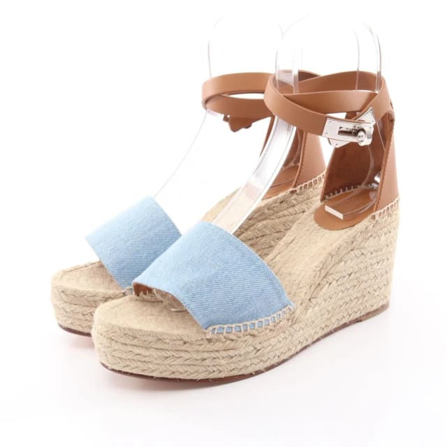 Hermès Sandals Tipoli Espadrilles Wedge Sole Denim Leather Shoes in Denim from The Reluxe, photo 1 of 1
