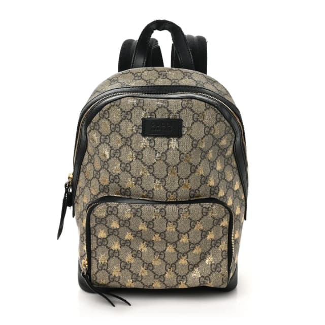 Gucci GG Supreme Monogram Bees Print Small Day Backpack - Beige, Gold & Black in Black from H&T, photo 1 of 1