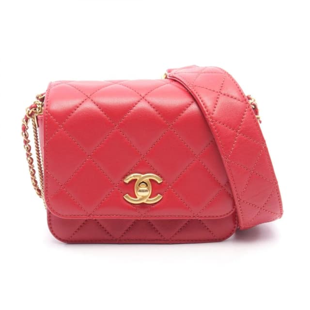 Chanel Shoulder Bag Quilted Mini Che N'shoulder Red Lambskin in Red Lambskin from The Reluxe, photo 1 of 1