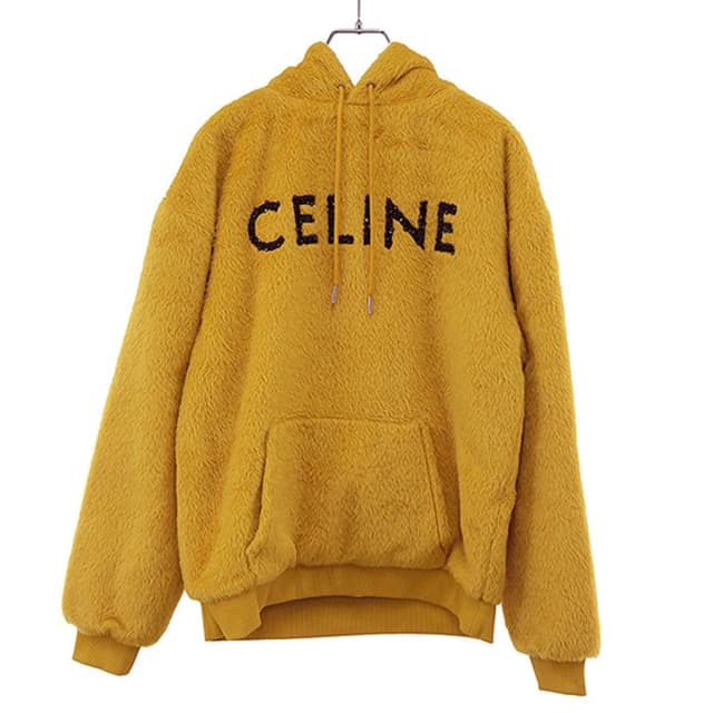 Celine Fuzzy Wool Loose Fit Hoodie Yellow in Yellow Wool from The Reluxe, photo 1 of 1