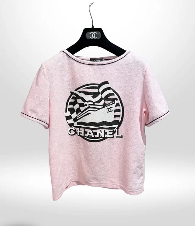 Chanel Cruise Pink Terry Top Sz 36 in Pink from Revivre Luxury Consignment, photo 1 of 1