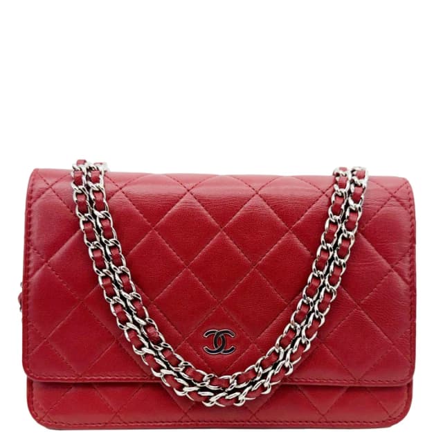Chanel Classic Flap Quilted Leather Wallet On Chain Red in Red Leather from Dallas Designer Handbags, photo 1 of 1