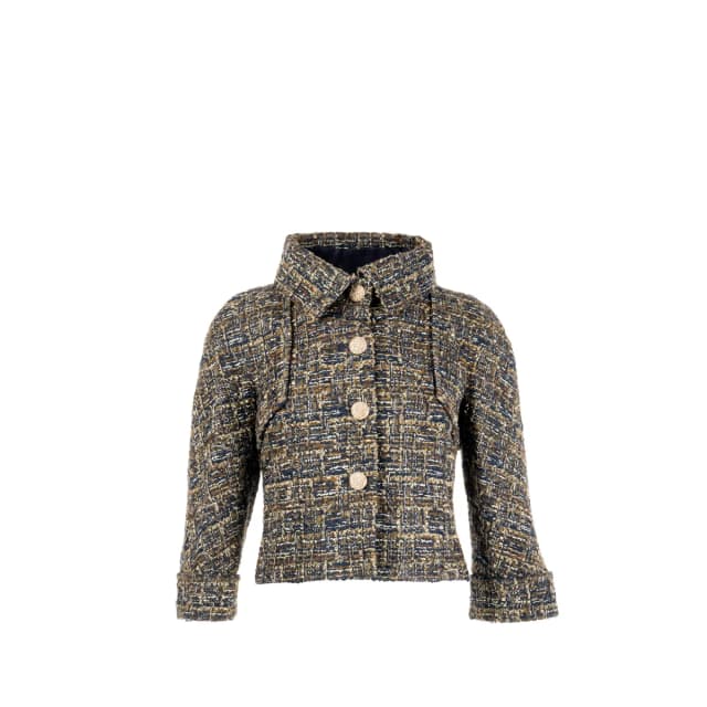 Chanel size 36 18B jacket fantasy tweed khaki / navy / grey in Navy Tweed from EMIER, photo 1 of 1