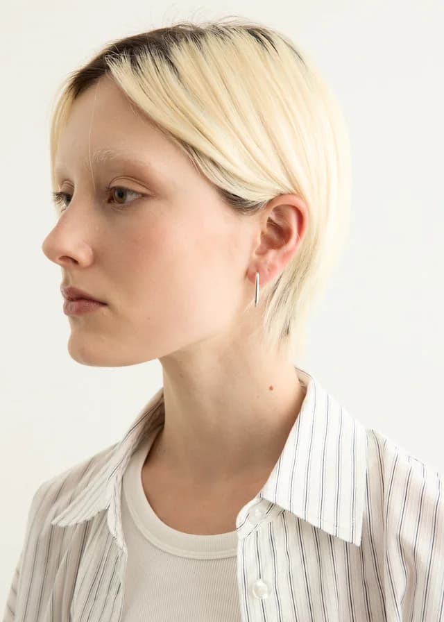 Incu Collection Silver Square Hoop Earrings Large in Silver, image 1 of 1 from Incu