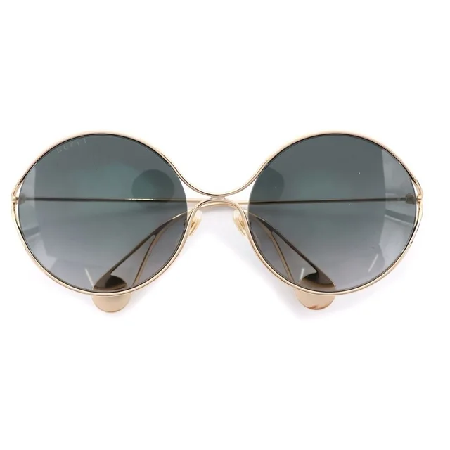 Gucci GG Logo Faux Pearl Asian Fit Sunglasses Eyewear Gold Gray Gradient in Grey from The Reluxe, photo 1 of 1
