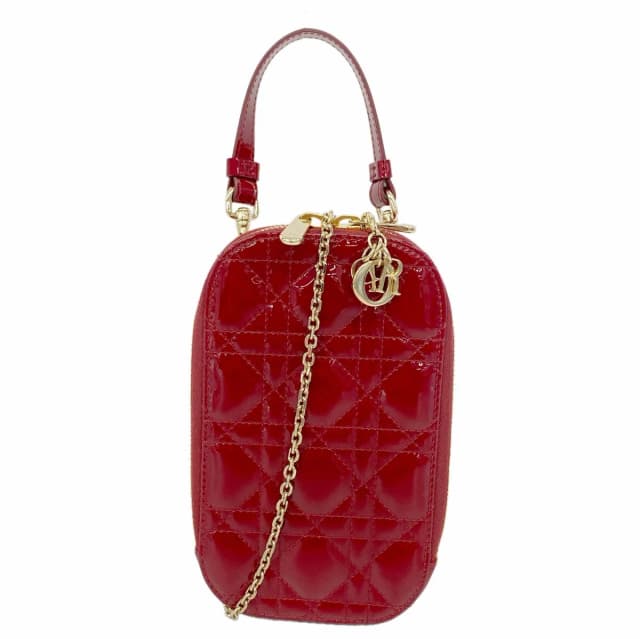 Dior Handbag Cannage Patent Bordeaux Gold 2-Way Bag in Burgundy Patent leather from The Reluxe, photo 1 of 1