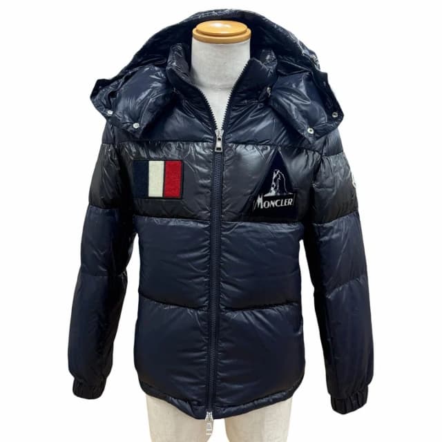 Moncler Gary Logo Patch Hooded Double Zip Up Jacket Navy 1 in Navy from The Reluxe, photo 1 of 1