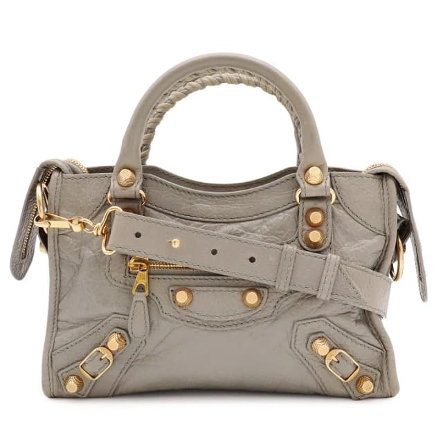 Balenciaga Giant Mini City 2-Way Shoulder Bag Leather Gray Gold in Grey Leather from The Reluxe, photo 1 of 1