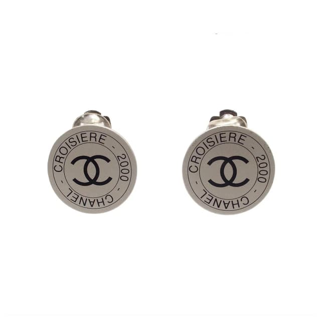 Chanel Earrings Silver Metal Round CC Logo Costume 00c in Silver from The Reluxe, photo 1 of 1