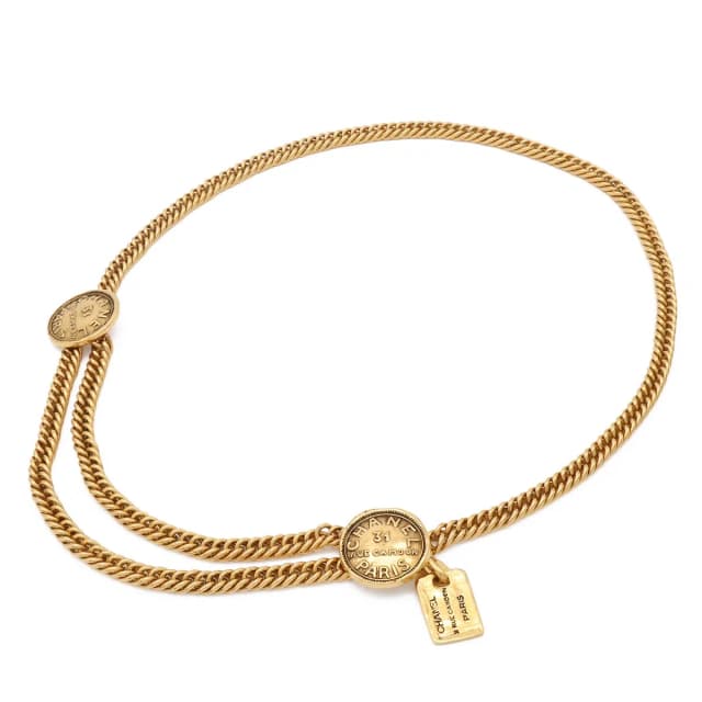Chanel Cambon Line Medal Chain Belt Gold Plated Necklace in Gold from The Reluxe, photo 1 of 1
