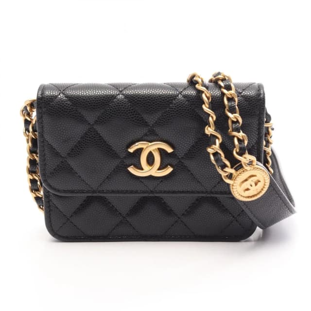 Chanel Shoulder Bag Quilted Card Case Black Caviar Leather Classic Flap in Black Caviar leather from The Reluxe, photo 1 of 1