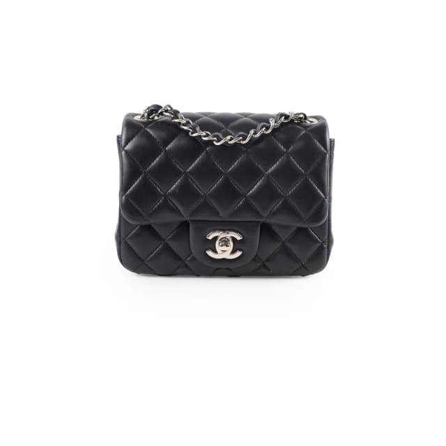 Chanel Mini Square Flap Black Lambskin in Black Lambskin from The Purse Affair, photo 1 of 1