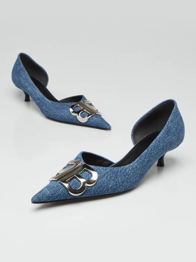 Balenciaga BB Knife Kitten Heel Size 6/36.5 in Blue Denim from Yoogis, photo 1 of 1