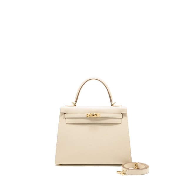 Hermès Kelly 25 Special Order Epsom Craie/Gold LGHW Stamp D in White Epsom leather from EMIER, photo 1 of 1