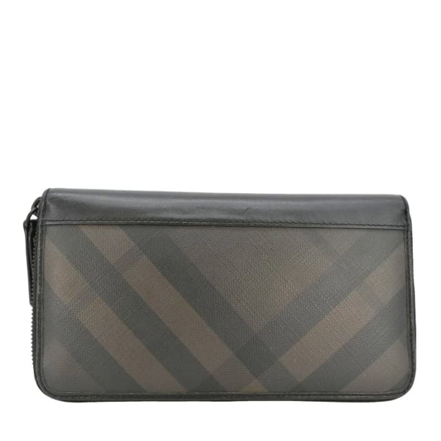 Burberry Check Canvas Zip Around Wallet Grey in Grey Canvas from Dallas Designer Handbags, photo 1 of 1