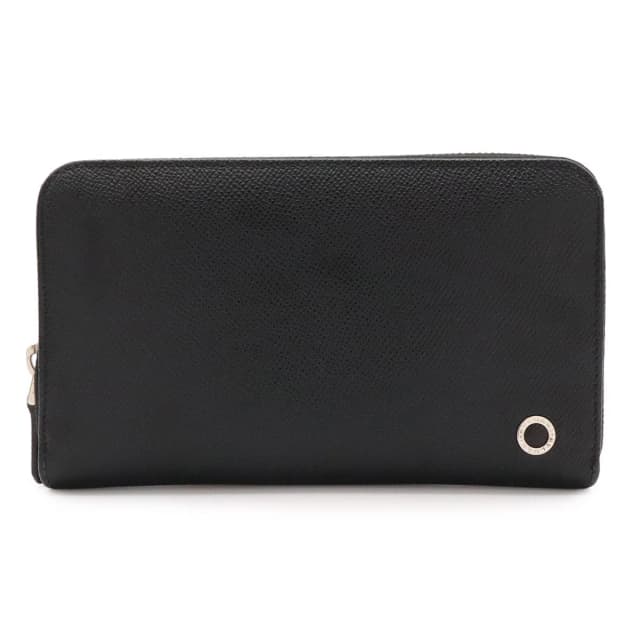 Bvlgari Man Zip Wallet Zip Around Leather Black Silver in Black Leather from The Reluxe, photo 1 of 1