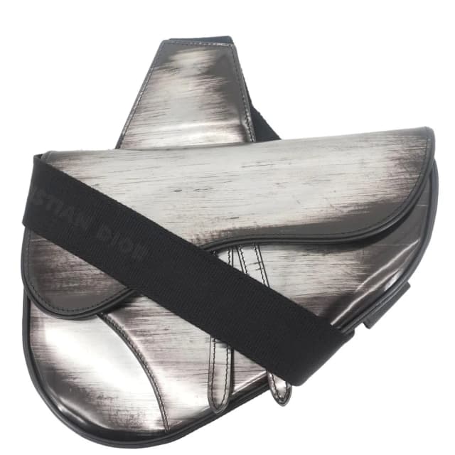 Dior Saddle Leather Crossbody Bag Silver in Silver Leather from Dallas Designer Handbags, photo 1 of 1