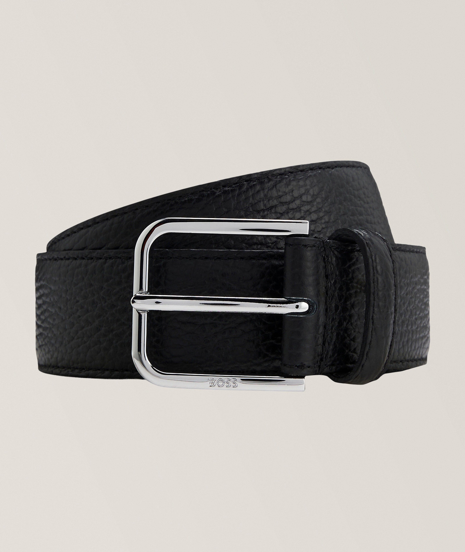BOSS Madison Grained Leather Belt in Black, image 1 of 1 from Harry Rosen
